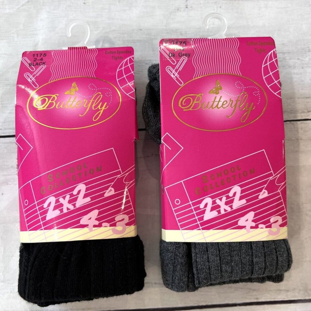 🆕 NWT Butterfly Bundle Of 2 Girls Cotton/Spandex Tights